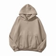 thumbnail image 1 of Sudadera con capucha holgada de manga larga con bolsillo tipo canguro y hombros caídos para mujer, 1 of 2