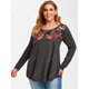 thumbnail image 2 of Tamaño más floral apliques de encaje de inserción camiseta Rosegal Mangas largas de talla grande, 2 of 5
