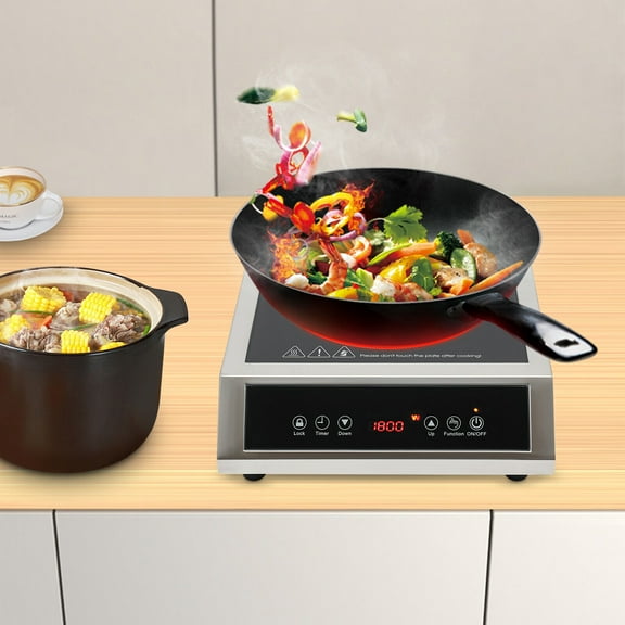 110V Stainless Steel Portable Induction Cooktop Electric Countertop Cooker Timed