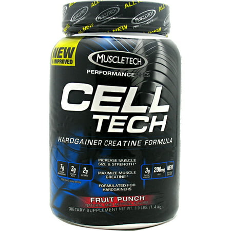 MuscleTech Cell Tech, Hardgainer Creatine formule, Punch aux fruits, 3,09 lbs (1,4 kg)