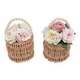 thumbnail image 4 of 8* Wicker Flower Baskets Functional Wedding Decor Barrel Shape with Pearl Handle, 4 of 8