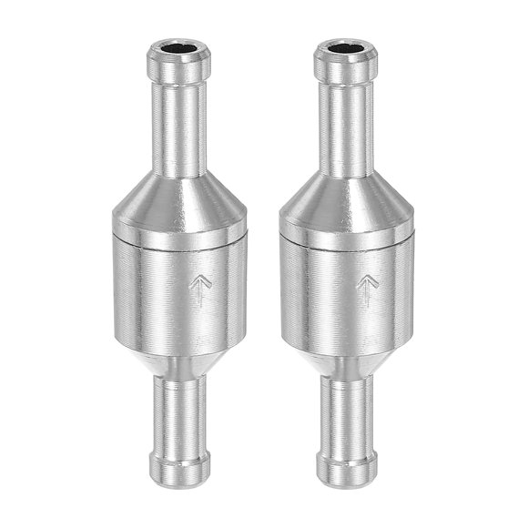 2 Pack 6mm (1/4") Fuel Check Valve, Non-Return One Way Hose Check Valve, Aluminum Alloy Control Accessories for Petrol, Diesel, Gas, Oil, Air, Water, Silver