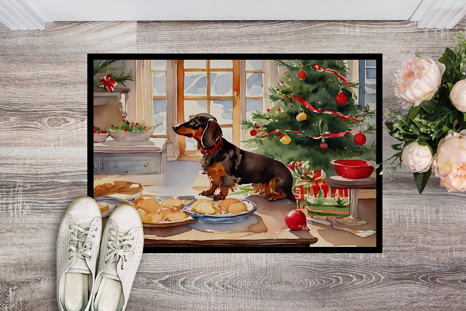 thumbnail image 2 of Carolines Treasures DAC3777MAT 18 x 27 in.  Dachshund Christmas Cookies Doormat, 2 of 5