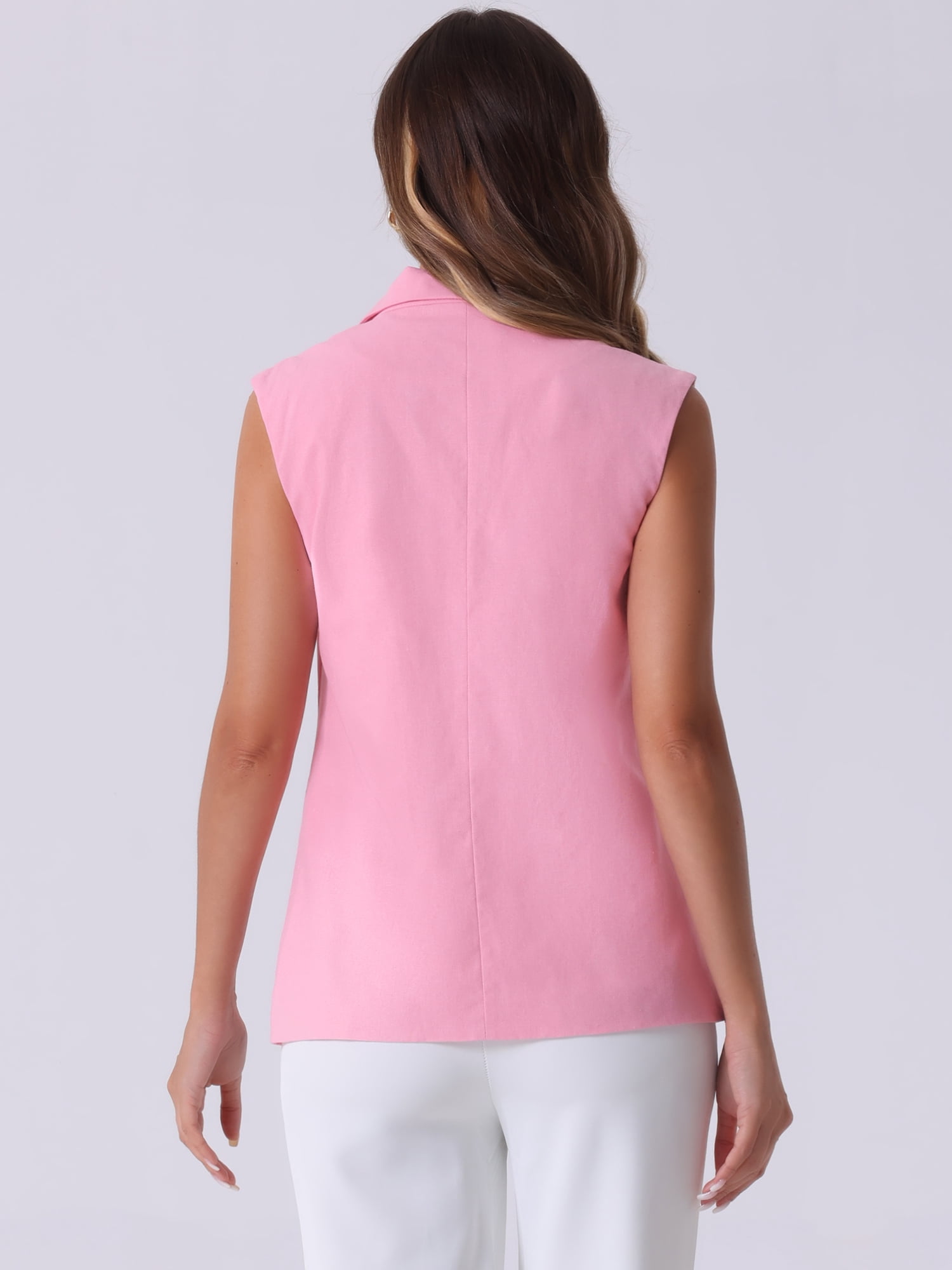 DARING DIVA Sleeveless Blazer for Women's Work Office Suit Vest Jacket S Pink