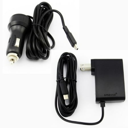 Nintendo 2d Charger smavco bundle - fast charging car charger, ac wall travel adapter for nintendo switch, cord length 2 meters/6.6ft ()