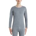 thumbnail image 1 of Bellella Women Basic Pants Set Crew Neck Plain 2Pcs Outfit Autumn Thermal Underwear Men Light Gray L, 1 of 4