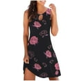 thumbnail image 2 of Itsame Womens Casual Dresses Printed Loose Thin Dress Black Size M, 2 of 5