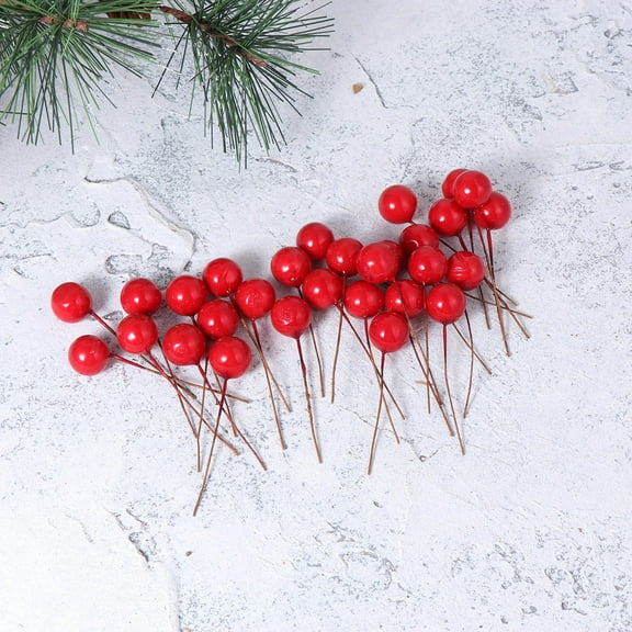 Raindrops 100Pcs Red Berries Christmas Decor Artificial Fruit Decoration For Homeowners Craft Enthusiasts Holiday Event