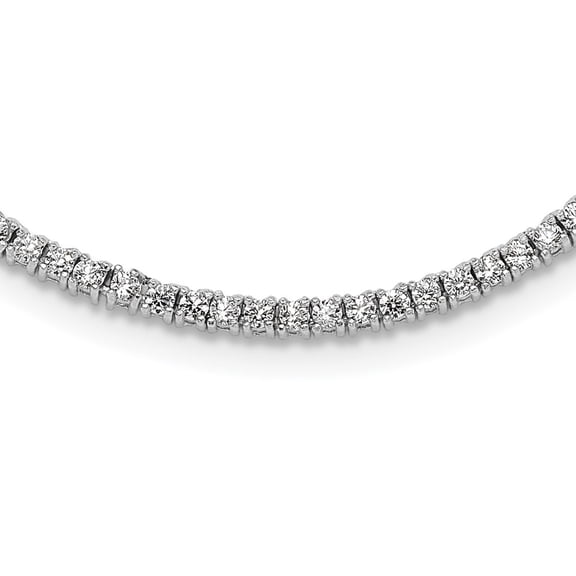 Diamond2Deal 925 Sterling Silver Rhodium-plated 2 mm CZ Tennis Necklace for Women 16"