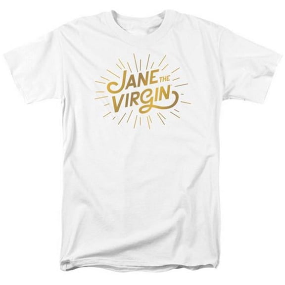 Trevco Jane The Virgin-Golden Logo - Short Sleeve Adult 18-1 Tee - White- Medium