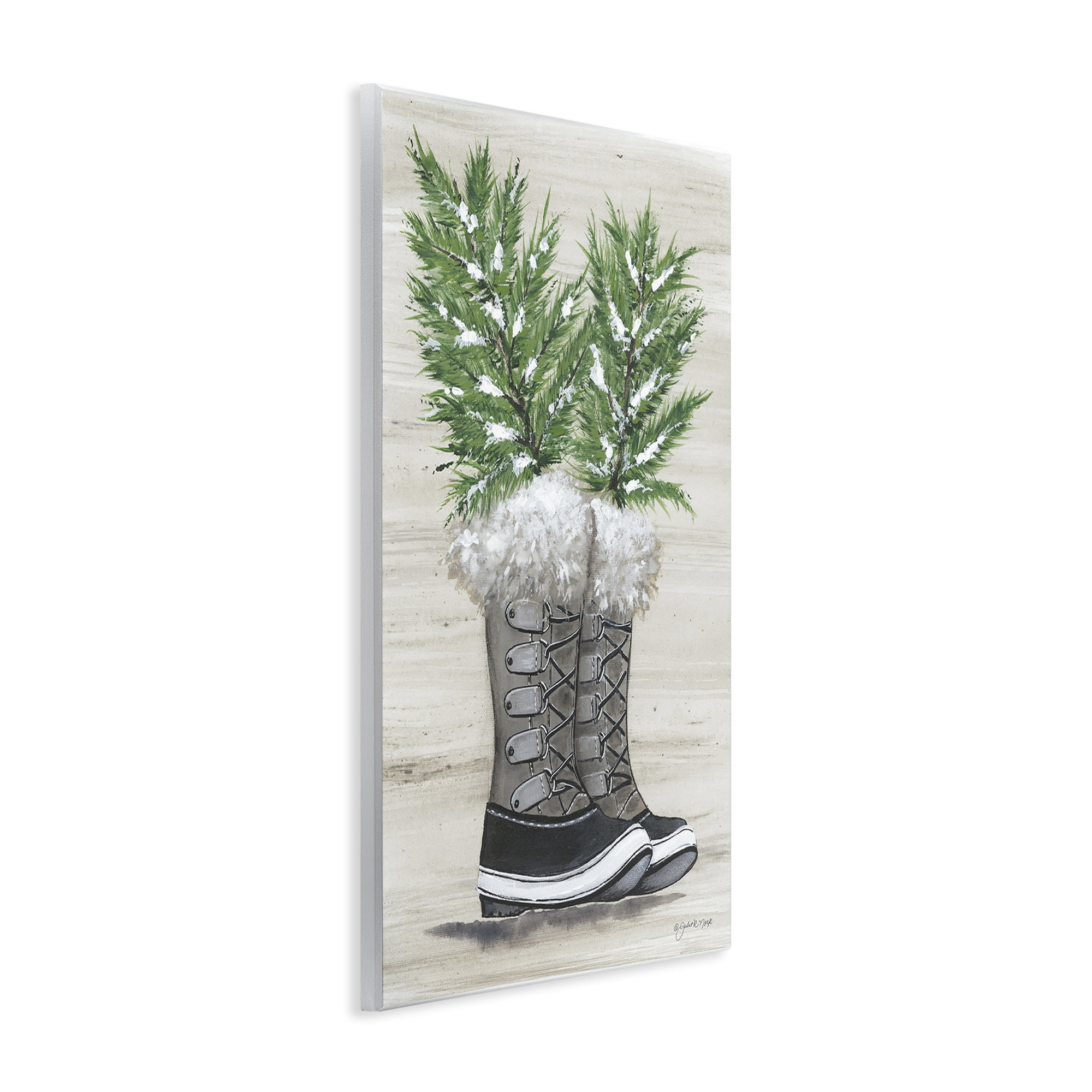 Stupell Industries Winter Sprigs in Boots Botanical & Floral Painting Unframed Art Print Wall Art, 10 x 15