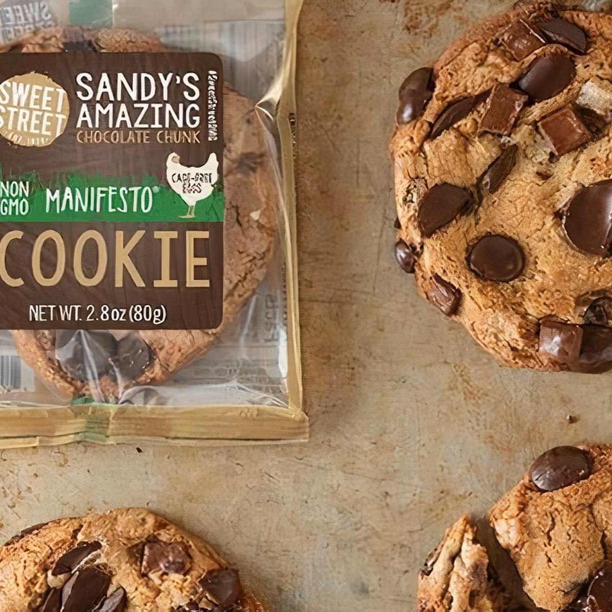 Sweet Street Desserts Sandy’s Amazing Chocolate Chunk Manifesto Cookie, Non-GMO, 2.8 oz Each (8 Pack)