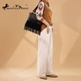 thumbnail image 6 of Montana West Western Fringe Tote Bag for Women Aztec Tooled Embroidery Shoulder Handbag, Black, 6 of 7