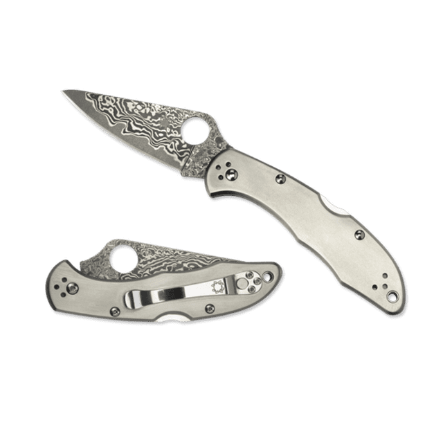 Spyderco Delica 4 Lockback Knife Titanium (2.9" Damascus) C11TIPD