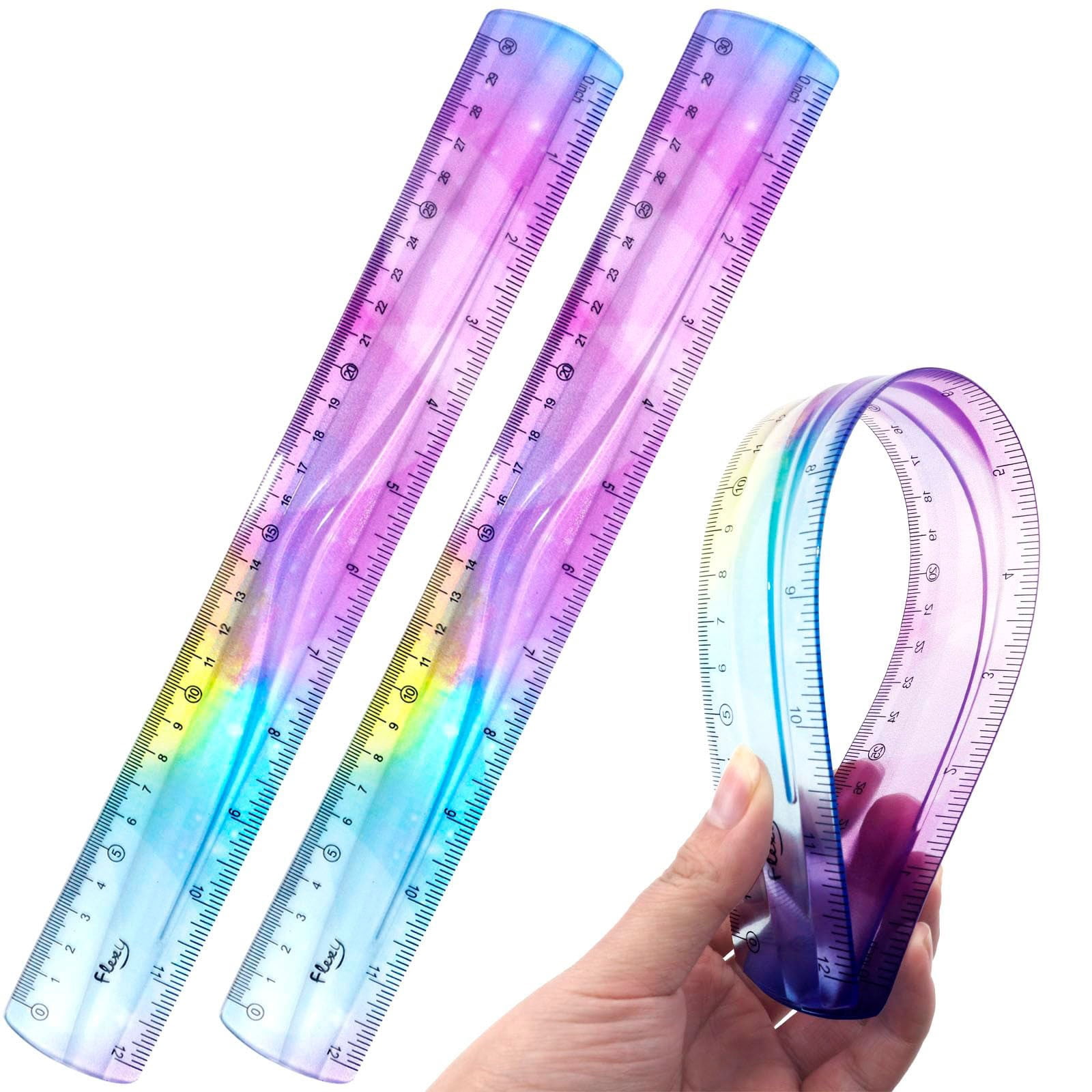 Miommo 12 Inch Flexible Ruler, Bendable Gradient Color Ruler with Inches and Centimeters, Soft PVC Ruler for Measuring Straight and Curved Surfaces, 1-Pack