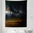 thumbnail image 1 of Stars Sky Tapestry, Horizon Twilight Night Milky Way Scenery Landscape Galaxy Mountains, Fabric Wall Hanging Decor for Bedroom Living Room Dorm, 5 Sizes, Dark Grey and Caramel, by Ambesonne, 1 of 1