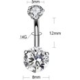 thumbnail image 2 of LAICAIW 14G Surgical Steel Belly Button Rings, Internally Threaded Round CZ Navel Barbell Stud for Women Men, 2 of 2