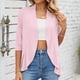 thumbnail image 2 of Blusa cubierta para mujer, chaqueta cubierta con dobladillo con volantes y manga tres cuartos de Color puro de verano, 2 of 5