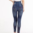 thumbnail image 4 of Low Rise Baggy Jeans for Women Women's Stretchy Slim Fitting Jeggings Skinny Leg Pull on Leggings Denim Printed Leggings Pencil Pants Blue L, 4 of 9