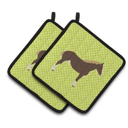 Horses Oven Mitt - Caroline's Treasures Percheron Horse Green Pair of Pot Holders
