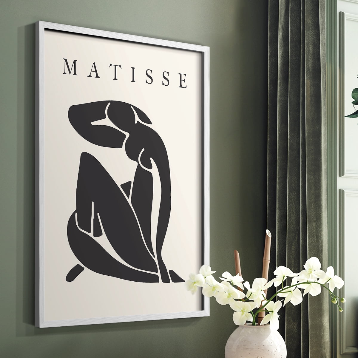 Matisse CCCLXXVI in White Solid Wood 11 x 14 Framed Print