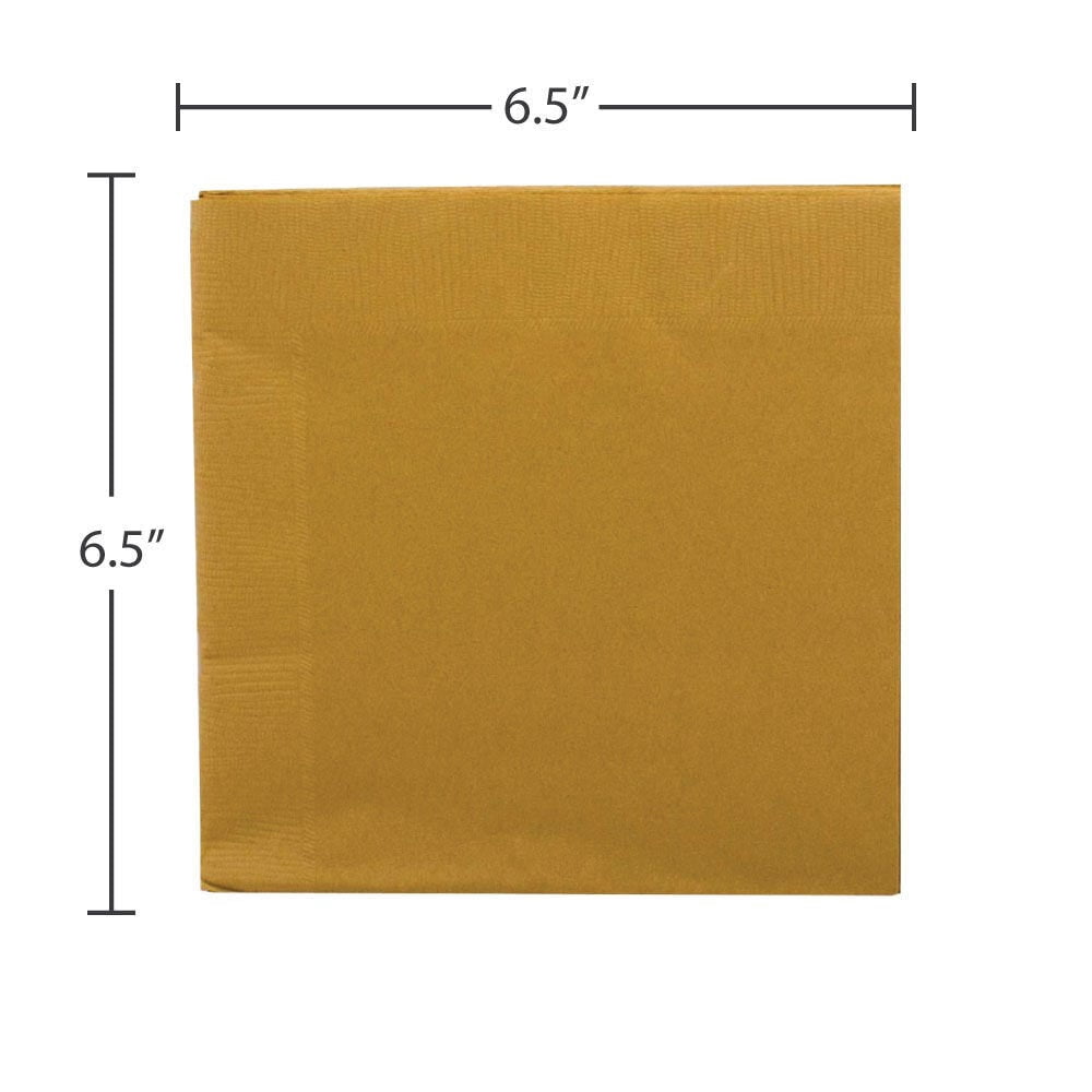 JAM Paper Medium Lunch Napkins, 6 1/2 x 6 1/2, Gold, 40/Pack