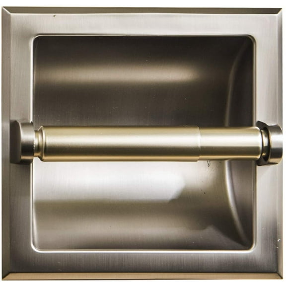 SENTO Recessed Brushed Nickel Toilet Paper Holder, Wall Mounted Heavy Duty Metal Toilet Paper Roll Holder with Rear Mounting Bracket, in Wall, Easy Installation, Satin Nickel
