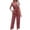 Hot Pink, variant on 2024 Summer Women's Sleeveless V-Neck Lace-Up Jumpsuit High Waist Cropped Straight Leg Bib Pants with Pockets - Navy/Black/Khaki (S-XL)