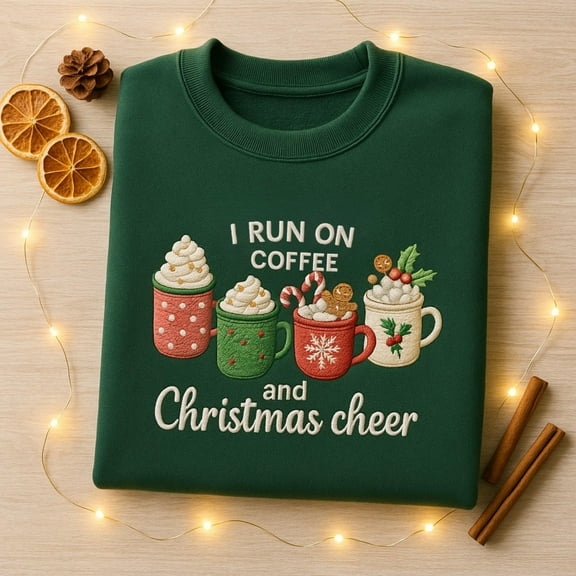 Gingerbread Christmas Coffee Latte Embroidered Sweatshirt, Coffee Lover Gift, Holiday Sweater, Womens Holiday Sweatshirt, Christmas Shirt