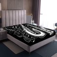 thumbnail image 3 of Music Queen Bed Sheets Retro Saxophone Instrument Fitted Sheet,Adults Woman Men Music Notes Sheets for Kids Boys Girls Jazz Saxophone Musical Bed Set,Black(No Top Sheet), 3 of 6