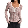 thumbnail image 3 of VgaVtl T-Shirts pour Femmes à Manches Longues Automne Hiver Hauts Grande Taille Camisoles pour Femmes Rouges Ajustées Superposition Graphiques Chemises Décontractées,G, 3 of 6