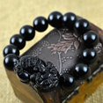 thumbnail image 2 of Pulsera de la riqueza de la obsidiana negra natural pixiu, cuentas de piedra de la suerte de la bendición de la muñeca kaili Sencillez, 2 of 2