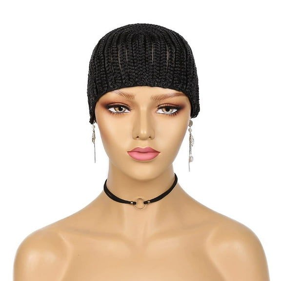 Cornrow Sew Braided Cap for Making Wig or Weave Easier Crochet Braiding Sew In Corrn Wig Cap (Black)