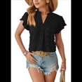 thumbnail image 2 of Blusa de Verano 2025 para Mujer, con Cuello en V, Volantes, Corta, Lunares, Holgada, Color Negro, Talla XL, 2 of 6