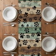 thumbnail image 6 of Teal Brown Table Runner - 36 Inch Long, Kitchen Dining Table Runner Dresser Scarves, Pet Paw Printed Farmhouse Dog Claws Wood Grain Farmhouse Decor for Coffee Tables Wedding Party Banquet, 6 of 8