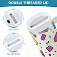 thumbnail image 3 of Yayeee 40oz Stainless Steel Tumbler with Straw and Handle Double-Wall Insulated Travel Water Bottle, Beige Retro Pattern, 3 of 8