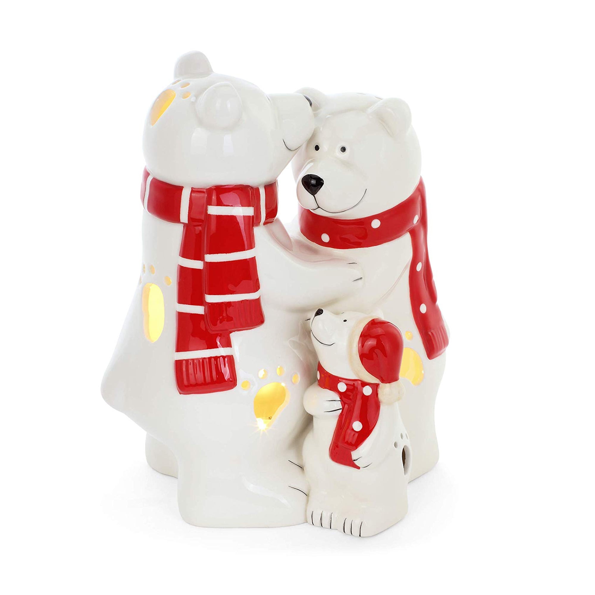 9.5" LED Polar Bear Family Christmas Tabletop Decoration