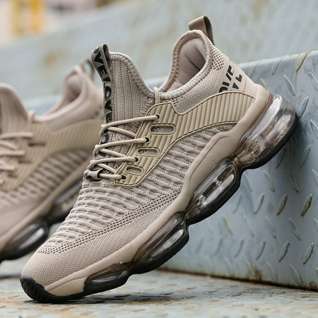 

Men s Woven Knit Breathable Sneakers With Air Cushion Comfy Non Slip Lace Up Shoes For Men s Outdoor Activities