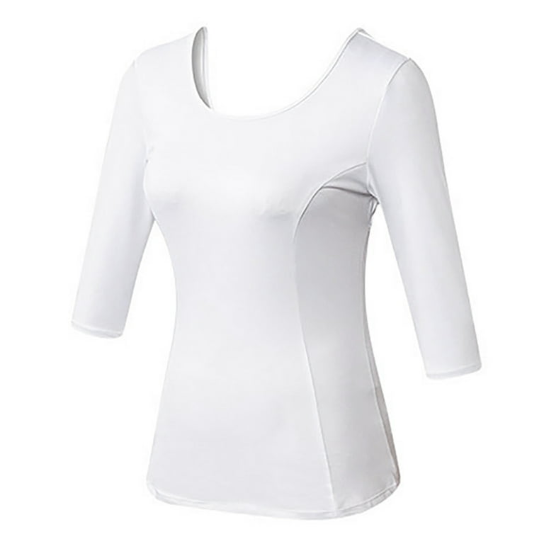 YYDGH Women Long Sleeve Workout Shirt Quick Dry Seamless Workout Shirts  Sports Yoga Athletic Top White L