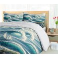 thumbnail image 5 of Ambesonne Nautical Duvet Cover Set, Swirling Huge Waves Boat, King, Reseda Green Teal and Blue, 5 of 6