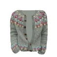 thumbnail image 5 of Cardigan for Women Vintage Polka Dot Pattern Button Down Knitted Sweater Outerwear Casual Long Sleeve Crew Neck Comfortable Fashion Womens Sweaters Grey XXL, 5 of 5