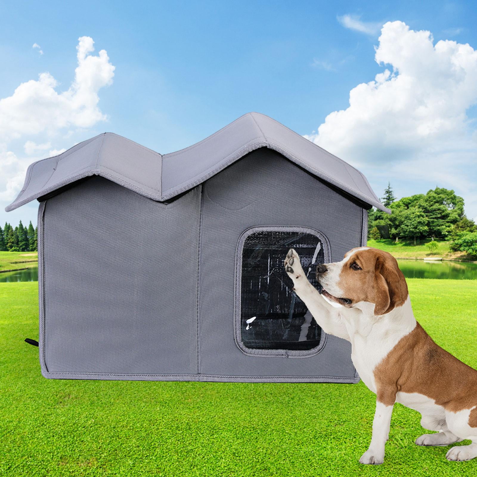 Gazechimp Outdoor Cat House,Weatherproof Pet Dogs Shelter, Feral Cats House Warm Oxford Cloth  Insulated Dog House Sleeping for Kitten,Puppy Kennel Garden Backyard Courtyard, Gray