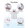 thumbnail image 3 of CARETOO Boy Clothes Set Toddler Boy Suit Formal Dress Shirt Bowtie Suspender Pants Wedding Cotton Fabric Baby Boy Church Clothes 1-5T, 3 of 8