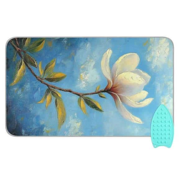 Blue Sky and White Flowers Ironing Mat Blanket for Table Top Travel Portable Ironing Board Pad 47.2x27.6 Inch