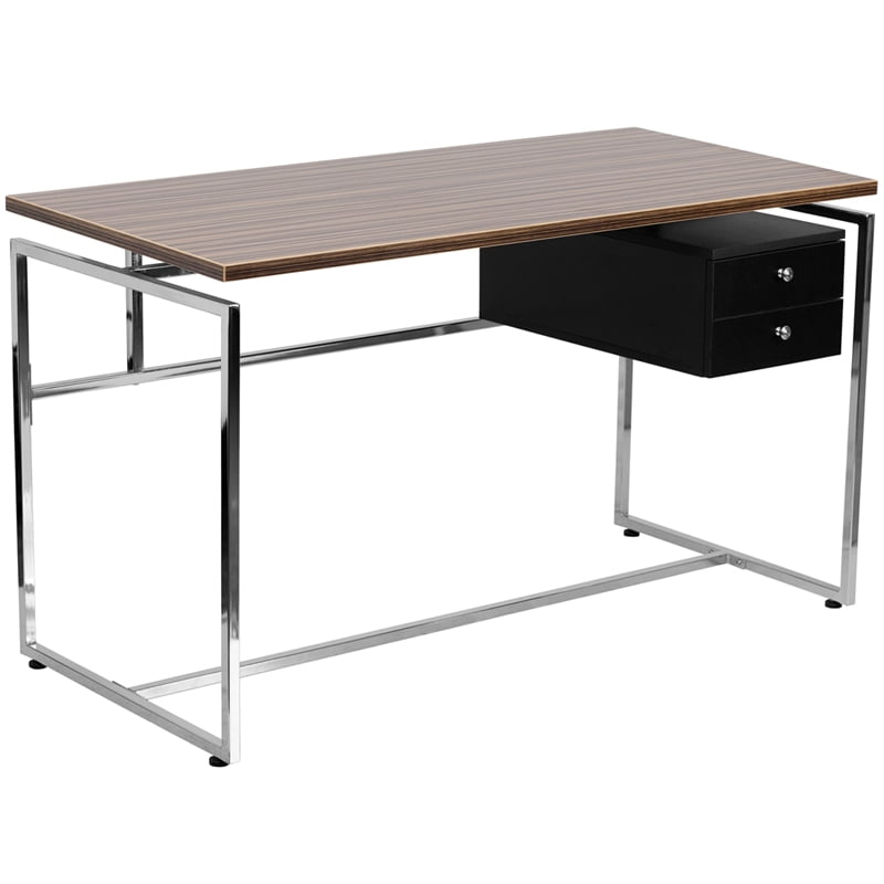 Flash Furniture Compurer Desk With 2 Drawer Pedestal Chrome Com Flash Furniture Compurer Desk With 2, Flash Furniture Computer Desk With 3 Drawer Pedestal Mahogany