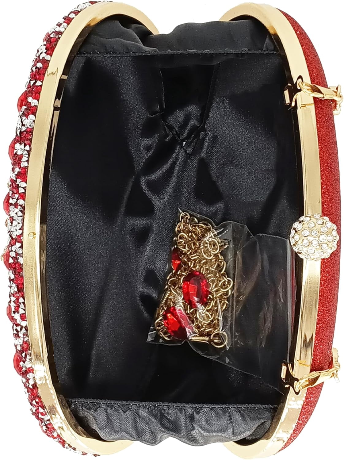 Kwuty Rhinestone Clutch Purses for Women Evening Wedding Formal - Round Pearl Clasp Handbag - Crystal Diamond Bag