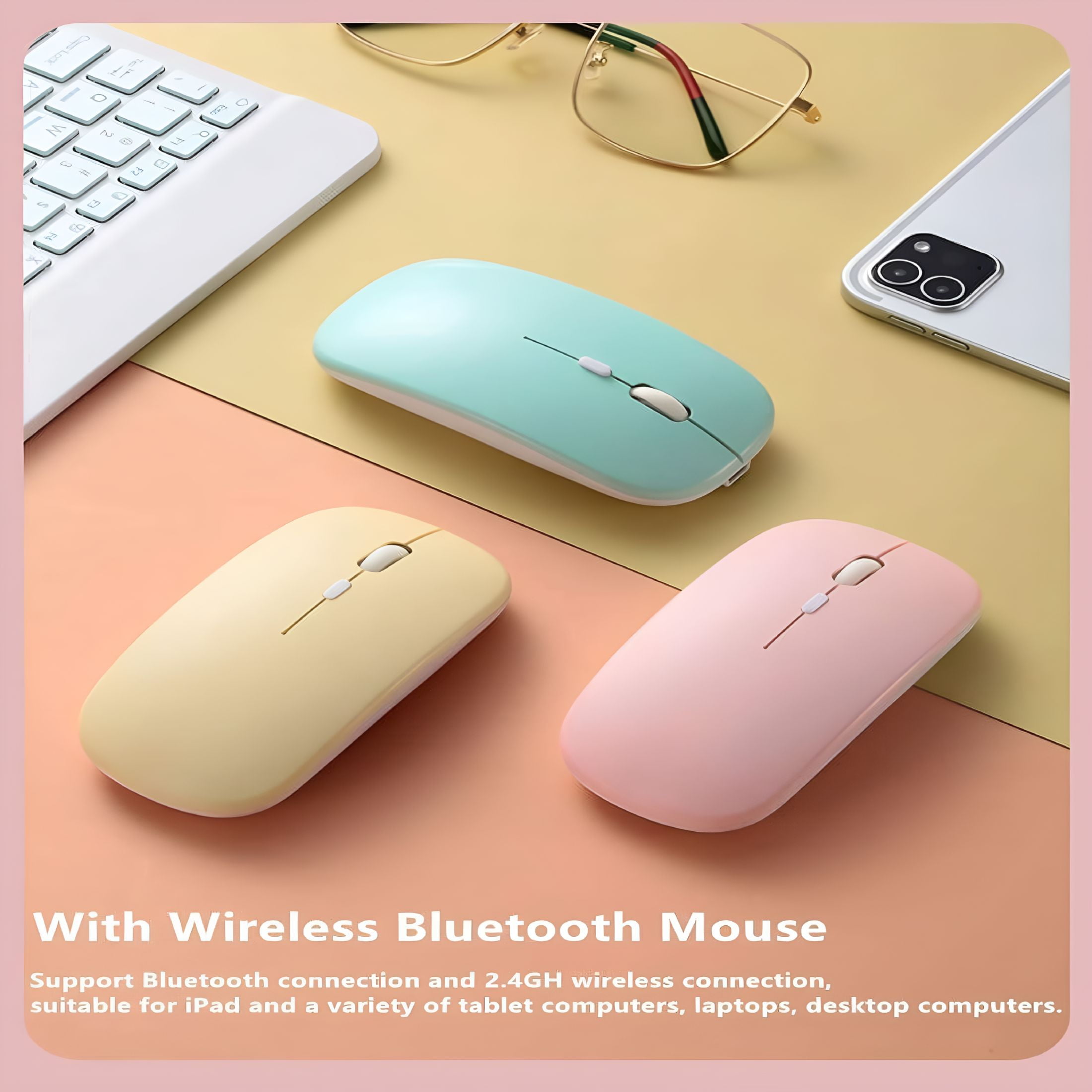 GJX Pro 12.9 Touch Keyboard Case with Bluetooth Mouse, Round Key Color Keyboard, Detachable Trackpad Keyboard Cover