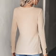 thumbnail image 4 of Women's Henley Shirts Long Sleeve V Neck Button Down Knit Sweater Fitted Tops Solid Color Comfy Tunic Blouses Tops, 4 of 5