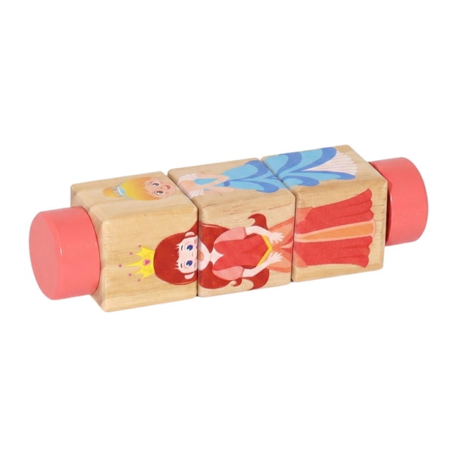 Juguete giratorio de madera, bloque giratorio, rompecabezas educativo para niños. Rosa