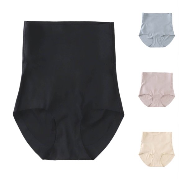 Xijirk Women's High Waist Brief Panties Seamless Smooth Underwear with Soft Edge Band for Daily Casual Wear,Black,L